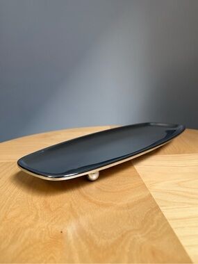 Vintage Catch All Tray Elongated Oval Starburst Space Ace Etched Pattern MCM